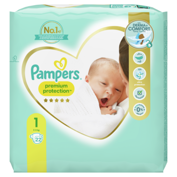 Pampers Premium Protection Maat 1, Luiers x22, 2kg-5kg