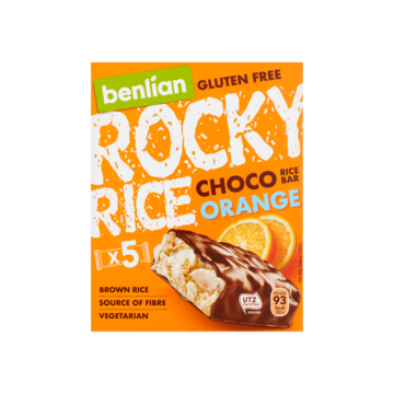 Benlian Food Rocky Rice Choco Orange Bar Glutenvrij 5 x 18g