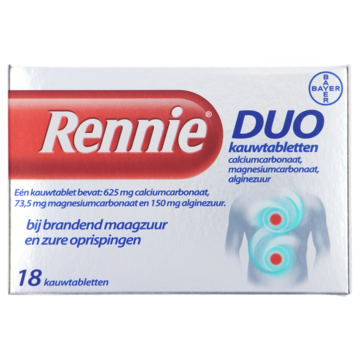 Rennie Duo Kauwtablet bij reflux en zure oprispingen, 18 stuks