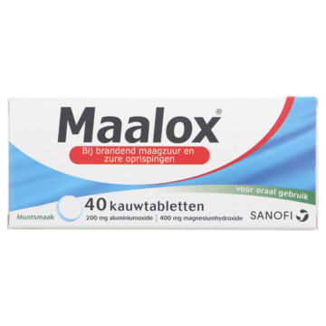 Maalox 200 mg/400 mg Kauwtabletten bij brandend maagzuur, 40 stuks