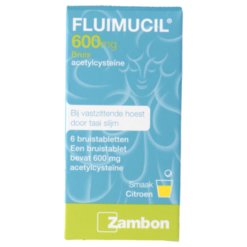 Fluimucil Bruistablet bij hoesten 600 mg, 6 stuks