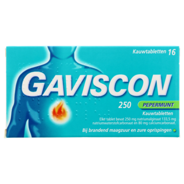 Gaviscon Kauwtabletten Pepermunt bij brandend maagzuur, 16 stuks
