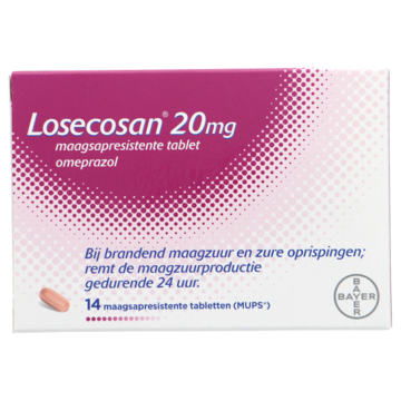 Losecosan tabletten bij brandend maagzuur 20mg  MSR,  14 stuks