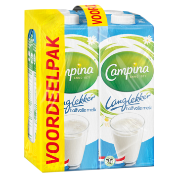 Campina Langlekker halfvolle melk voordeel 4 x 1L