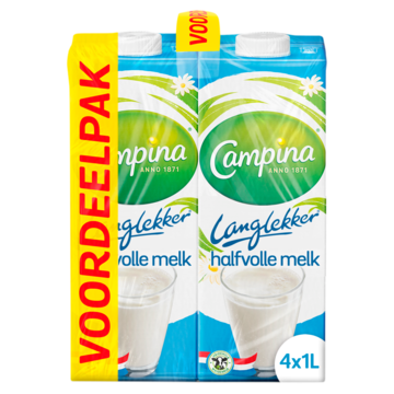 Campina Langlekker halfvolle melk voordeel 4 x 1L