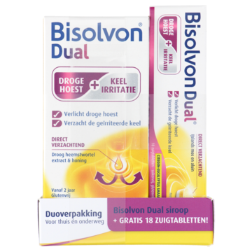 Bisolvon duoverpakking hoestsiroop + zuigtabletten, 18 stuks