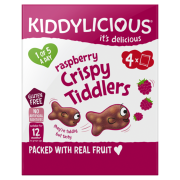 Kiddylicious Crispy Tiddlers Framboos 4 x 12g