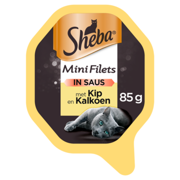Sheba Kattenvoer Nat Mini Filets in Saus Kip & Kalkoen Kuipje 85g