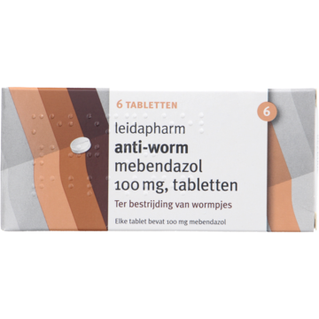 Anti-worm tabletten mebendazol 100 mg, 6 stuks