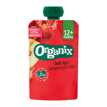 Organix Knijpfruit Just Appel, Aardbei & Quinoa 12 Maanden 100g