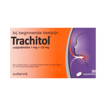 Trachitol 1 mg + 1,8 mg Suikervrij 30 Zuigtabletten