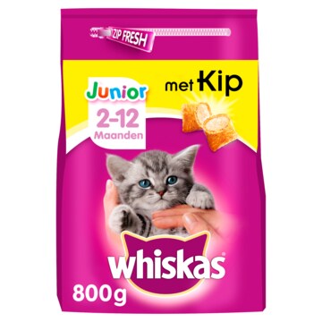 Whiskas Junior droge brokjes kip & melk kittenvoer 800g