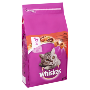 Whiskas 1+ Adult Droge Brokjes - Rund - Kattenvoer - 3, 8kg