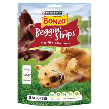 PURINA® Bonzo® Beggin' Strips Heerlijke Baconsmaak 120g