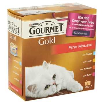 Gourmet Gold Mousse Selectie met Tonijn, Lever, Kalkoen & Rund Kattenvoer Nat 8 x 85g