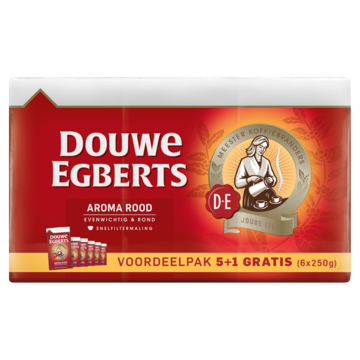 Douwe Egberts Aroma Rood filterkoffie 6 x 250g