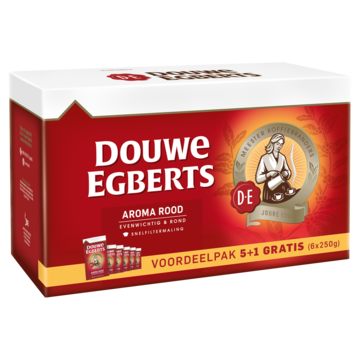 Douwe Egberts Aroma Rood filterkoffie 6 x 250g