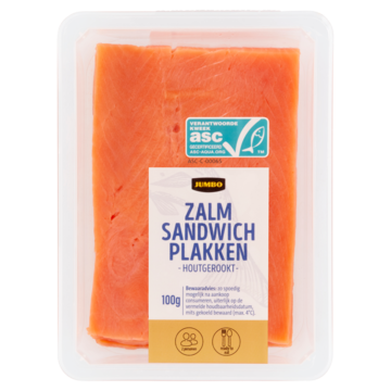 Jumbo Zalm Sandwich Plakken Houtgerookt 100g