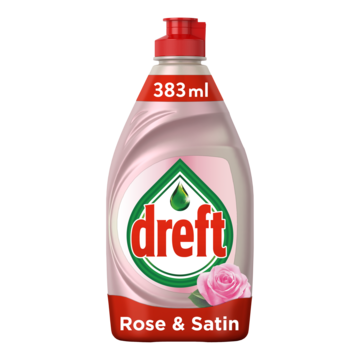 Dreft Clean & Care Rose & Satin Vloeibaar Afwasmiddel Met Derma Protect-voordelen 383ML