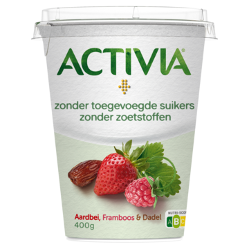 Activia Yoghurt Zonder Toegevoegde Suikers Aardbei Framboos Dadel 400g