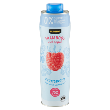 Jumbo Fruitsiroop Framboos met Appel 0% Suiker Toegevoegd 750ml