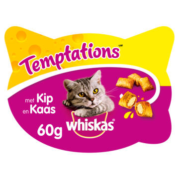 Whiskas Temptations - Kip & Kaas - Kattensnacks - 60g