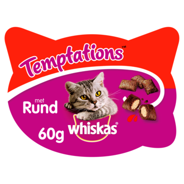 Whiskas Temptations - Rund - Kattensnacks - 60g