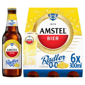 1+1 gratis | Amstel Radler Citroen 0.0 Bier Fles 6 x 300ml Aanbieding bij Jumbo