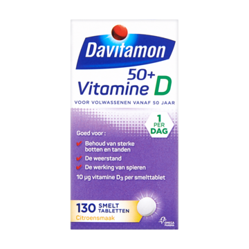 Davitamon Vitamine D 50+ Citroensmaak 130 Smelttabletten 18g