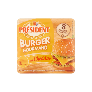 Président Burger Gourmand au Cheddar Kaas 8 Plakjes 150g