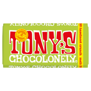 Tony's Chocolonely Melk Romige Hazelnoot Crunch Chocolade Reep 180g