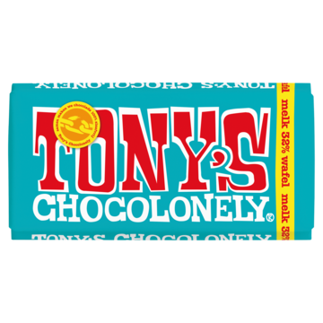 Tony's Chocolonely Melk Pennywafel Chocolade Reep 180g