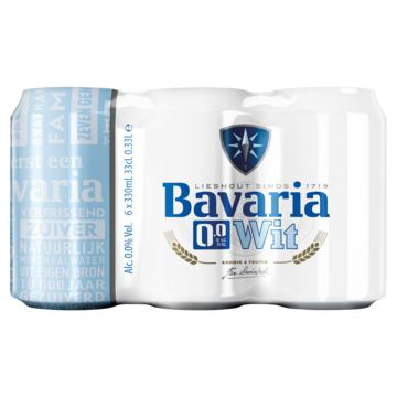 Bavaria - Wit Bier - 0.0% Alcoholvrij - Blik - 6 x 330ML