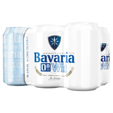 Bavaria - Wit Bier - 0.0% Alcoholvrij - Blik - 6 x 330ML