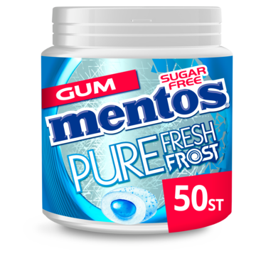 Mentos Strong Mint Kauwgom mint Suikervrij Pot 50 stuks Pure Fresh Frost