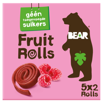 BEAR fruit rolls fruitsnacks framboos 5 x 2 stuks