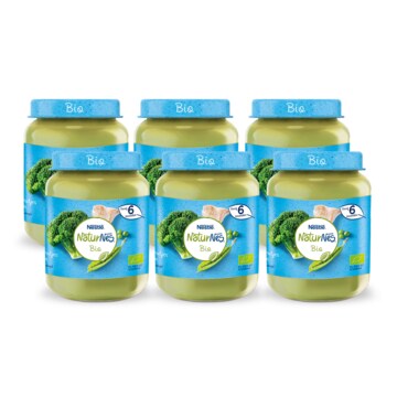 NaturNes® Bio 6 Stuks Broccoli, Doperwten, Kalkoen 6+ baby voeding biologisch