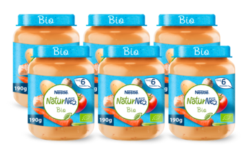 NaturNes® Bio 6 Stuks Wortel, Tomaat, Kalkoen 6+ baby voeding biologisch