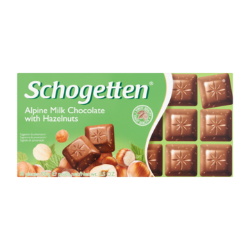 Schogetten Alpine Milk Chocolate with Hazelnuts 18 Stuks 100g