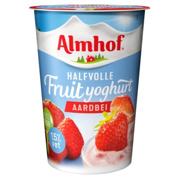 Almhof Halfvolle Yoghurt Aardbei Slechts 1,5% Vet 500g