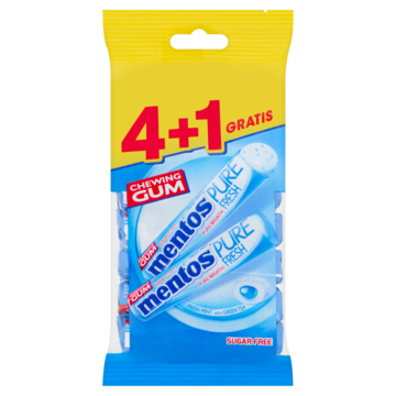 Mentos Gum Pure Fresh Fresh Mint Rol 4+1 Gratis 5 x 15, 5g