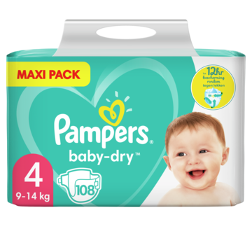 Pampers Baby-Dry Maat 4, 108 Luiers, Tot 12 Bescherming, bestellen? - Baby, peuter —