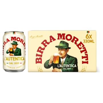 Birra Moretti L&apos;Autentica Bier Blik 6 x 330ml bij Jumbo