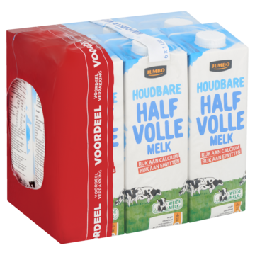 Jumbo Houdbare Halfvolle Melk Voordeelverpakking 6 x 1L