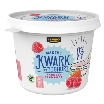 Jumbo Magere Kwark met Yoghurt Aardbei Framboos 0% Vet 500g