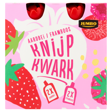 Jumbo Knijpkwark Aardbei/Framboos 4 x 90g