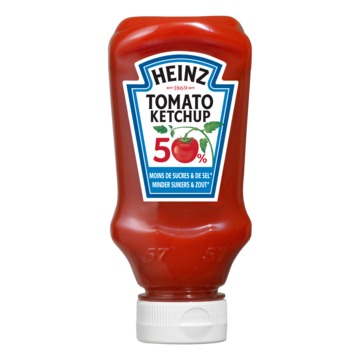 Heinz Tomato Ketchup 50 Minder Suiker En Zout 220 Ml Bij Jumbo heinz kopen in de aanbieding