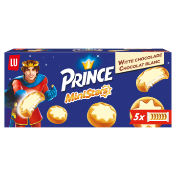 LU Prince MiniStars Koekjes met Witte Chocolade 5 x 6 Stuks 187g