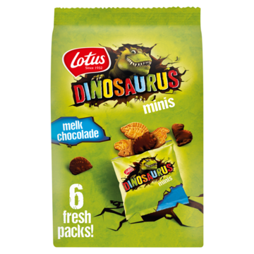 Lotus Koekjes Melkchocolade Mini Dinosaurus 6 x 25g