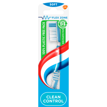 Aquafresh Clean Control Soft dagelijkse Tandenborstel 1 stuk, 100% plasticvrije verpakking